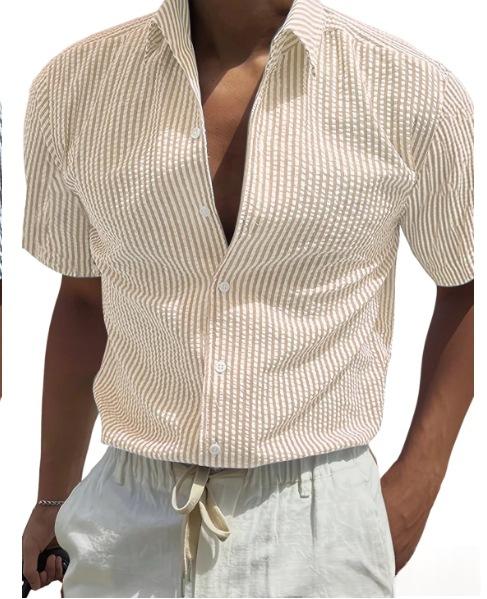 Fashion Striped Cardigan Lapel Long Sleeve Shirt