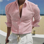 Fashion Striped Cardigan Lapel Long Sleeve Shirt