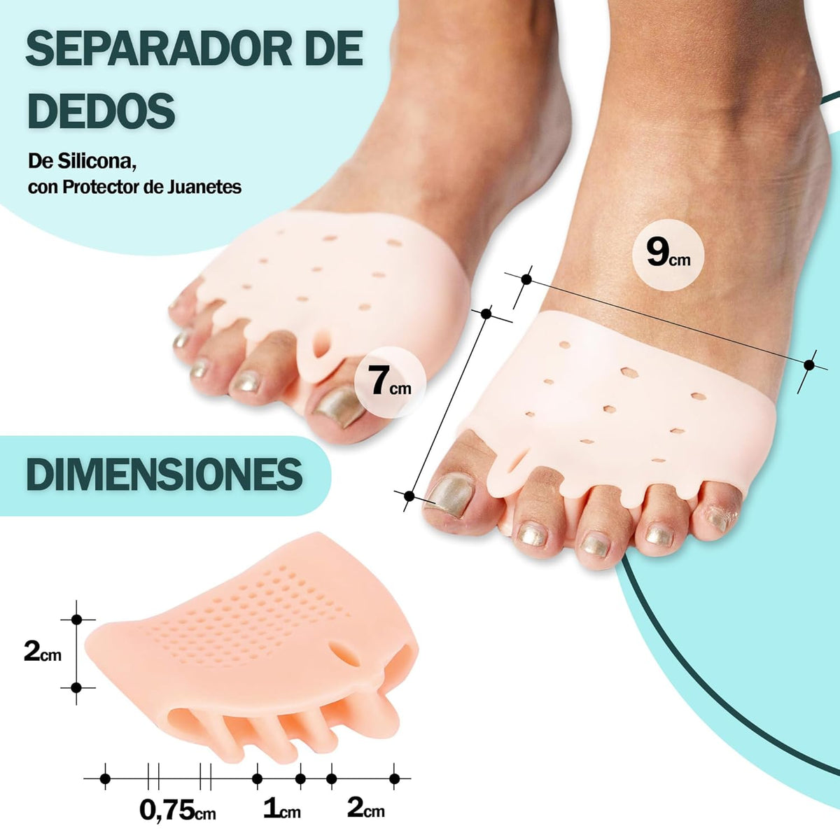 Almohadillas terapéuticas con separador de dedos PharmaToe™