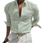 Fashion Striped Cardigan Lapel Long Sleeve Shirt