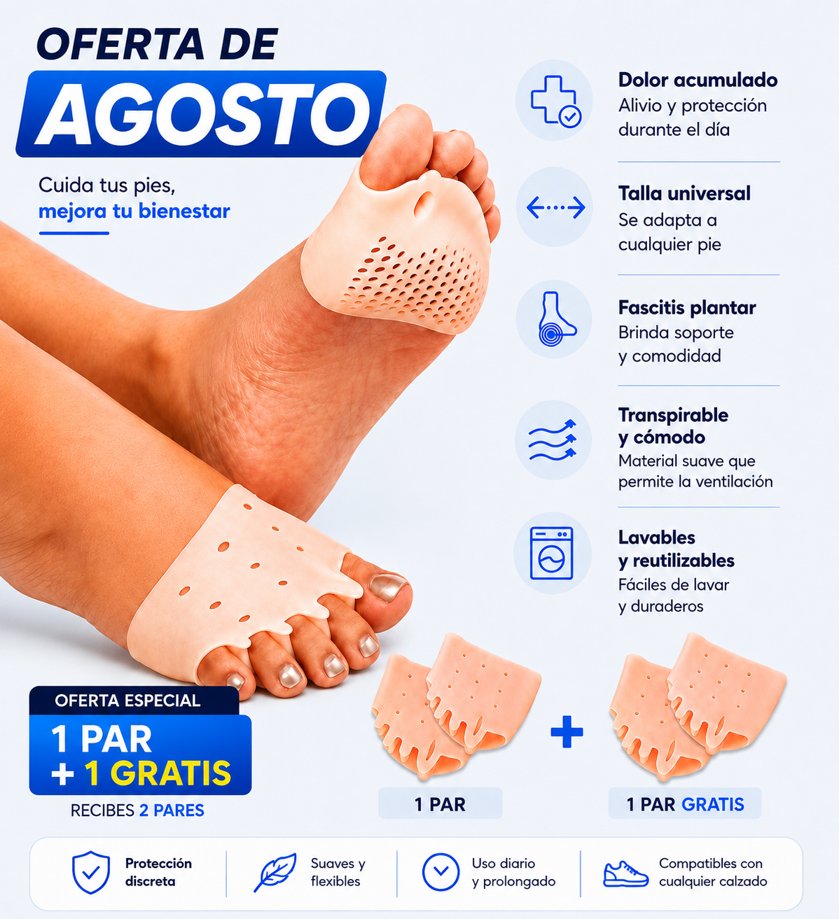 Almohadillas terapéuticas con separador de dedos PharmaToe™