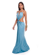Lorysa Backless Cutout Maxi Dress In Blue