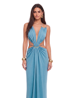Lorysa Backless Cutout Maxi Dress In Blue